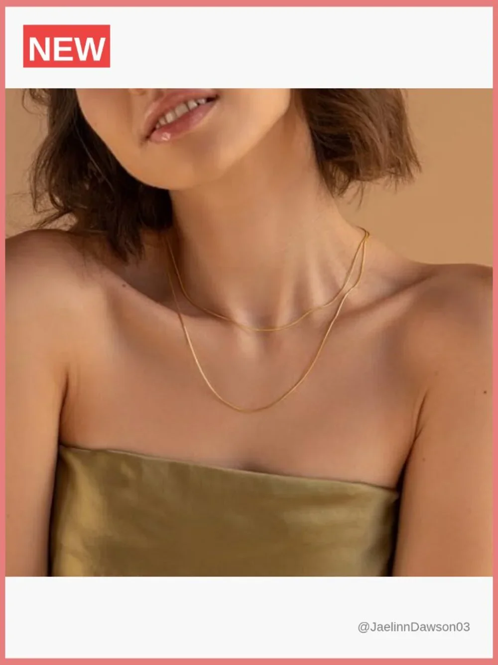 Gold Herringbone Snake Chain Necklace 24 inch 18K Plated